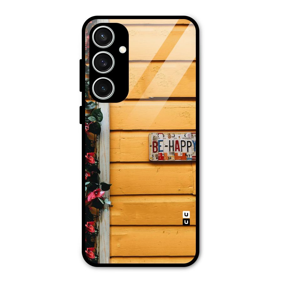 Be Happy Yellow Wall Glass Back Case for Galaxy S23 FE