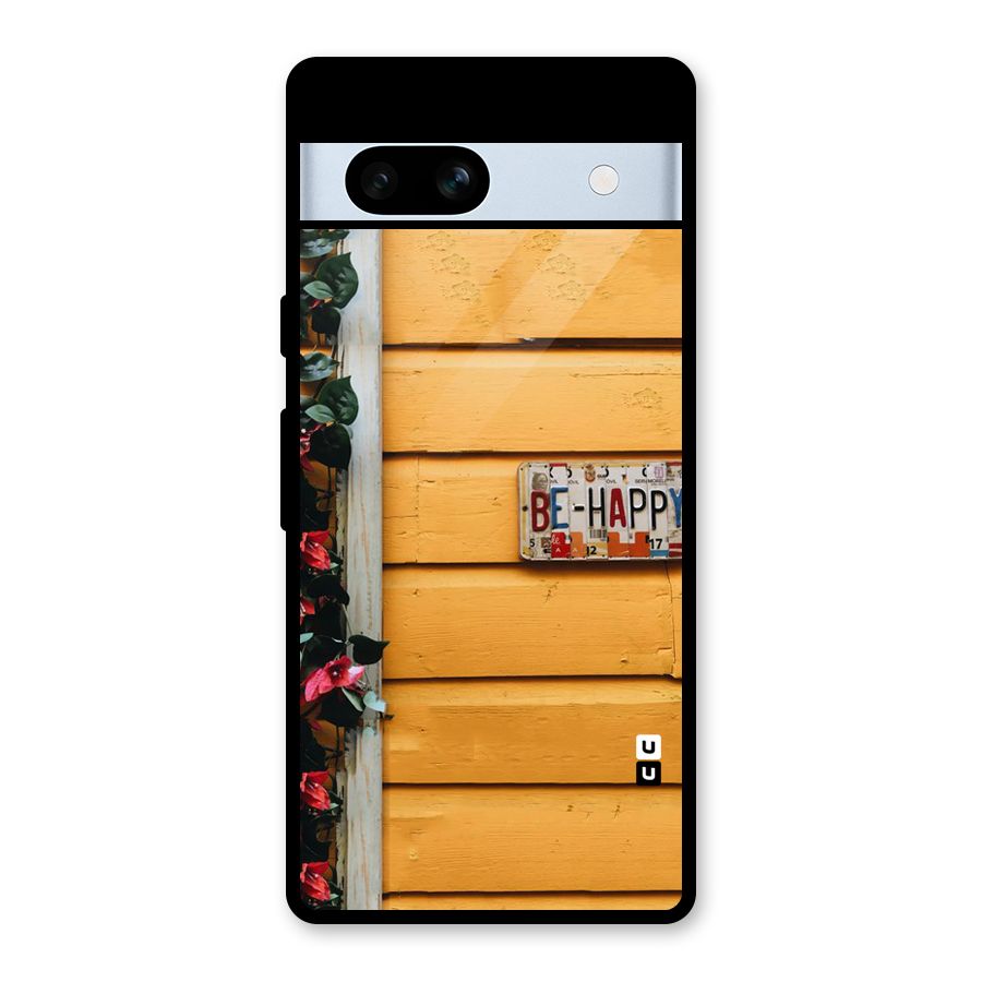 Be Happy Yellow Wall Glass Back Case for Google Pixel 7a