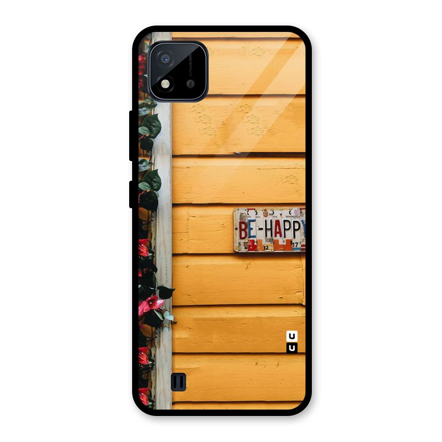 Be Happy Yellow Wall Glass Back Case for Realme C11 2021