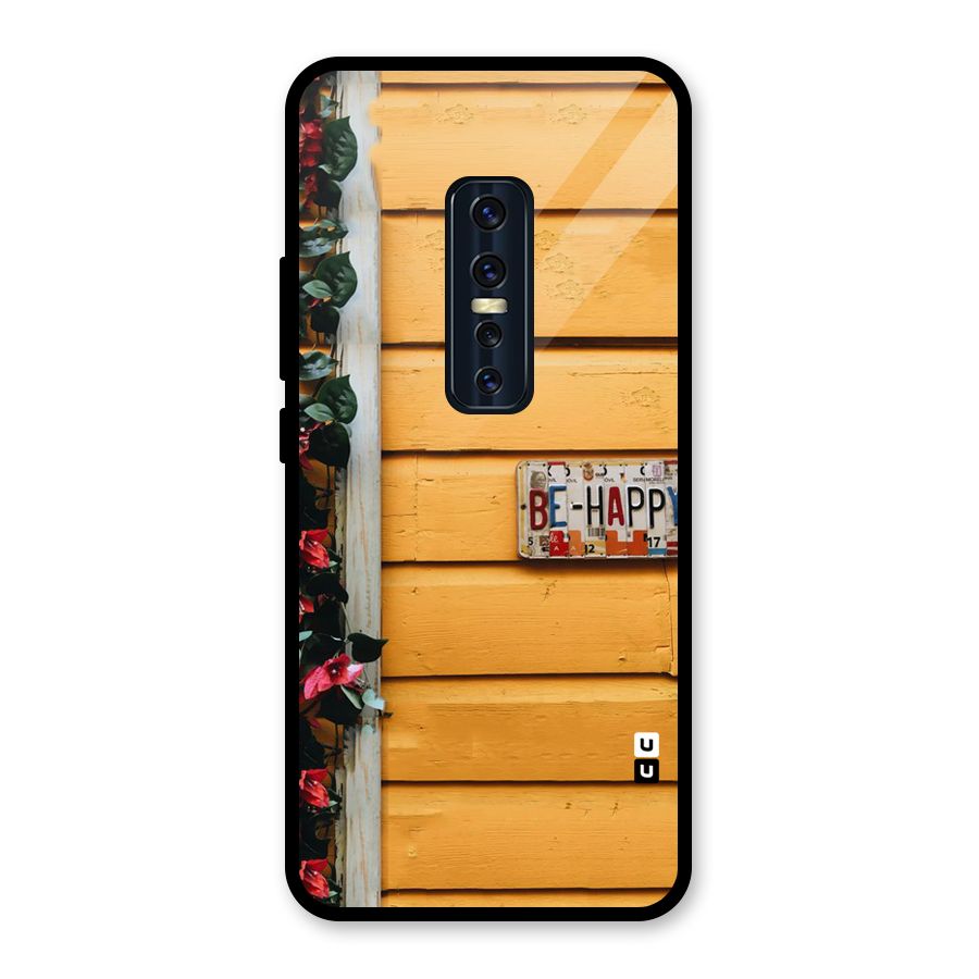 Be Happy Yellow Wall Glass Back Case for Vivo V17 Pro