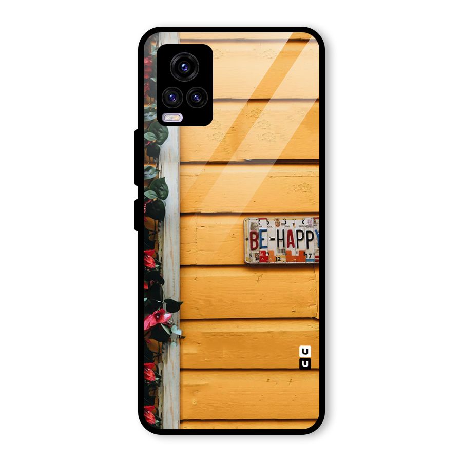 Be Happy Yellow Wall Glass Back Case for Vivo V20 2021