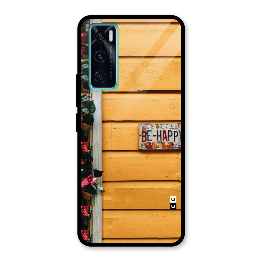 Be Happy Yellow Wall Glass Back Case for Vivo V20 SE