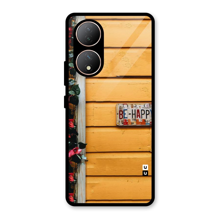 Be Happy Yellow Wall Glass Back Case for Vivo Y100