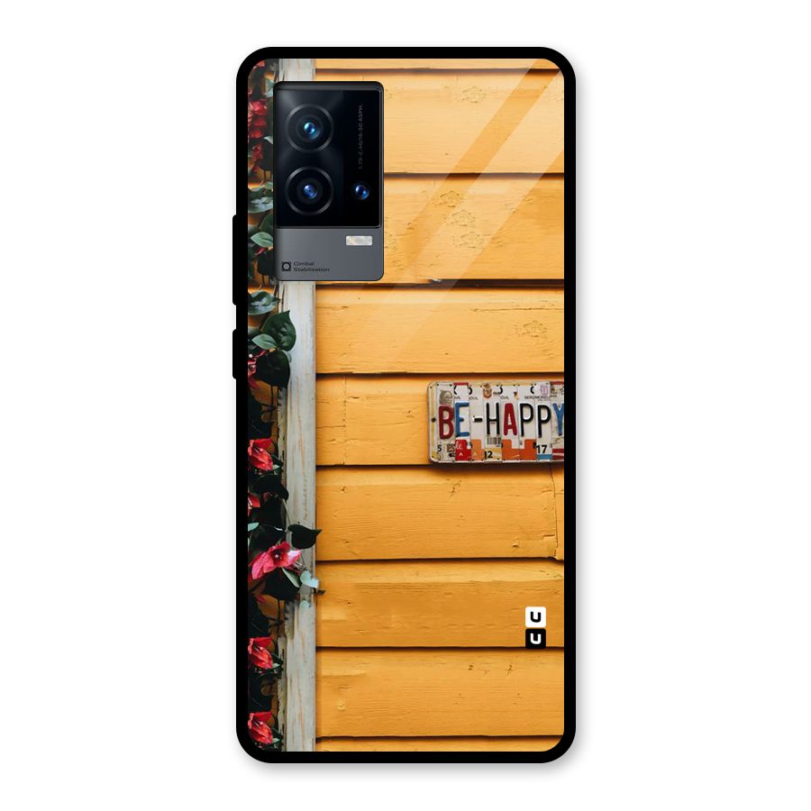 Be Happy Yellow Wall Glass Back Case for iQOO 9 5G