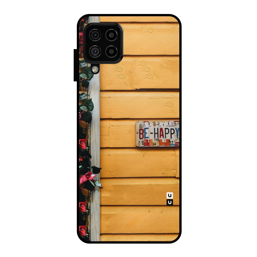 Be Happy Yellow Wall Metal Back Case for Galaxy A22 4G