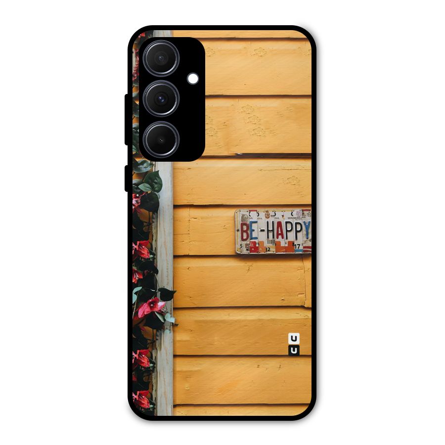 Be Happy Yellow Wall Metal Back Case for Galaxy A35