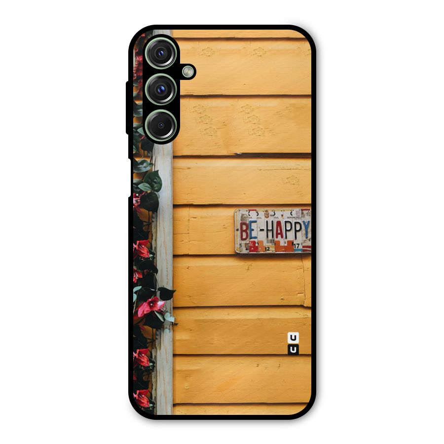 Be Happy Yellow Wall Metal Back Case for Galaxy F34