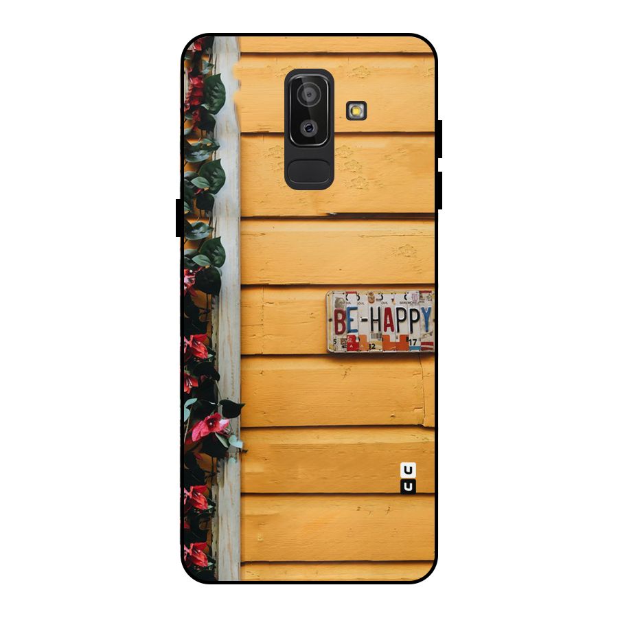 Be Happy Yellow Wall Metal Back Case for Galaxy J8