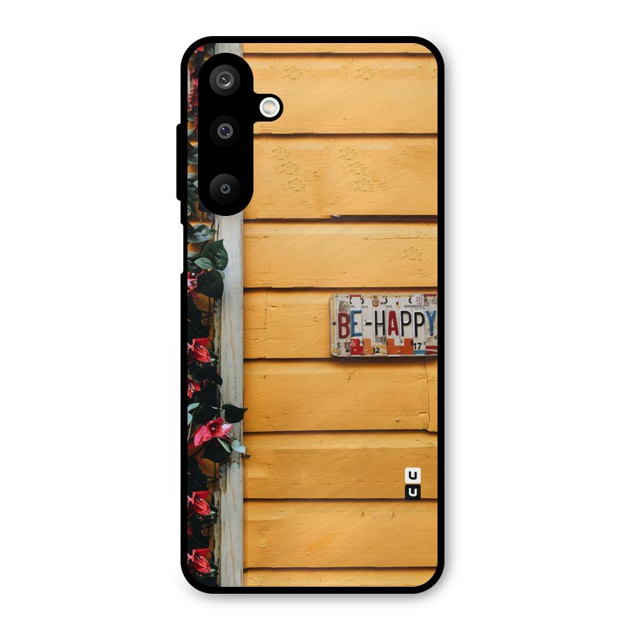 Be Happy Yellow Wall Metal Back Case for Galaxy M16