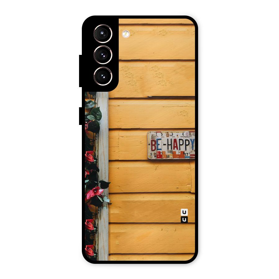 Be Happy Yellow Wall Metal Back Case for Galaxy S21 5G