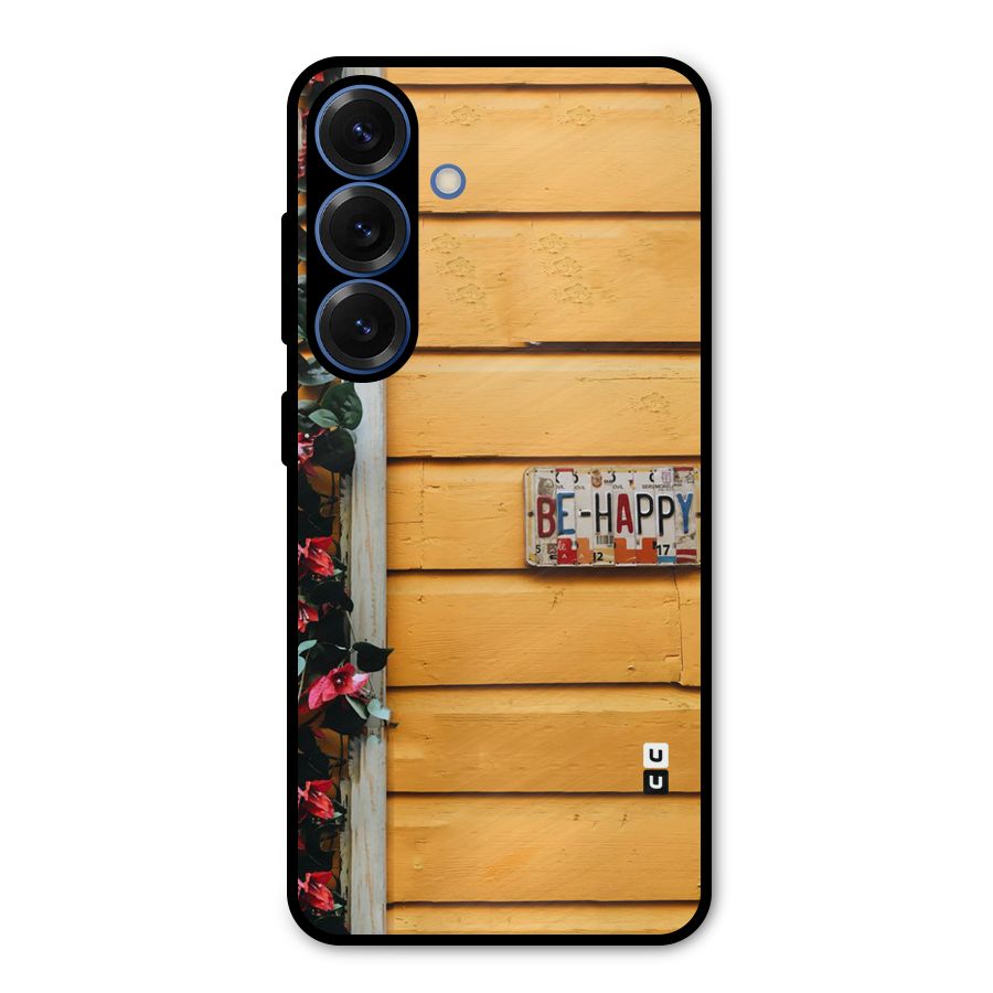 Be Happy Yellow Wall Metal Back Case for Galaxy S25