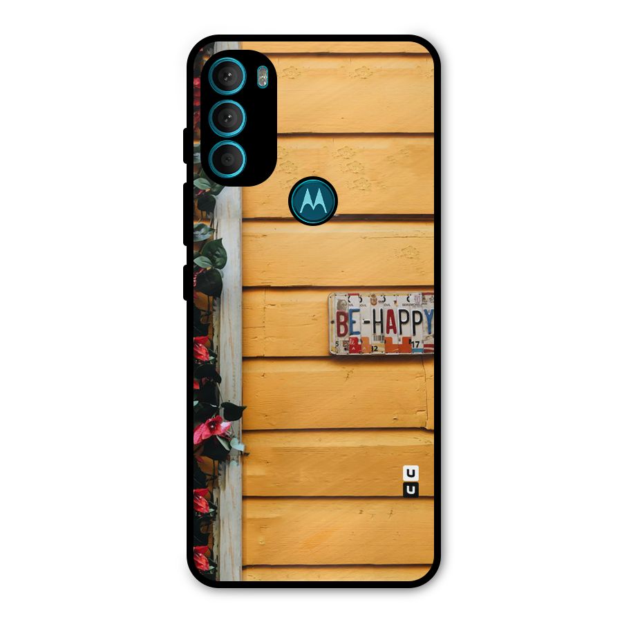 Be Happy Yellow Wall Metal Back Case for Moto G71 5G