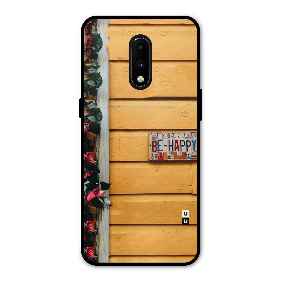 Be Happy Yellow Wall Metal Back Case for OnePlus 7