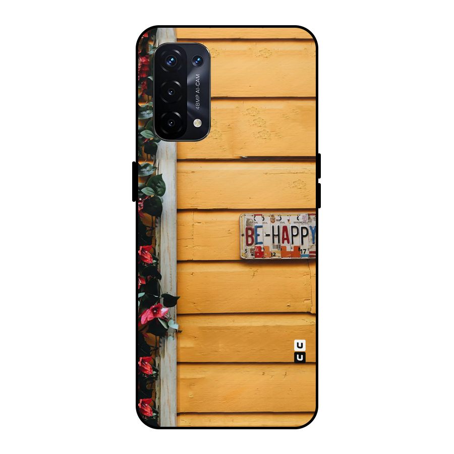 Be Happy Yellow Wall Metal Back Case for Oppo A74 5G