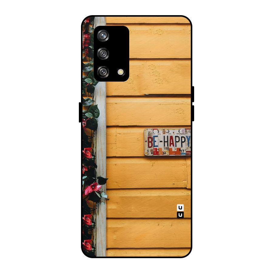 Be Happy Yellow Wall Metal Back Case for Oppo F19