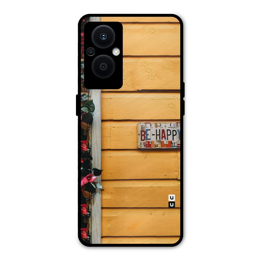 Be Happy Yellow Wall Metal Back Case for Oppo F21 Pro 5G