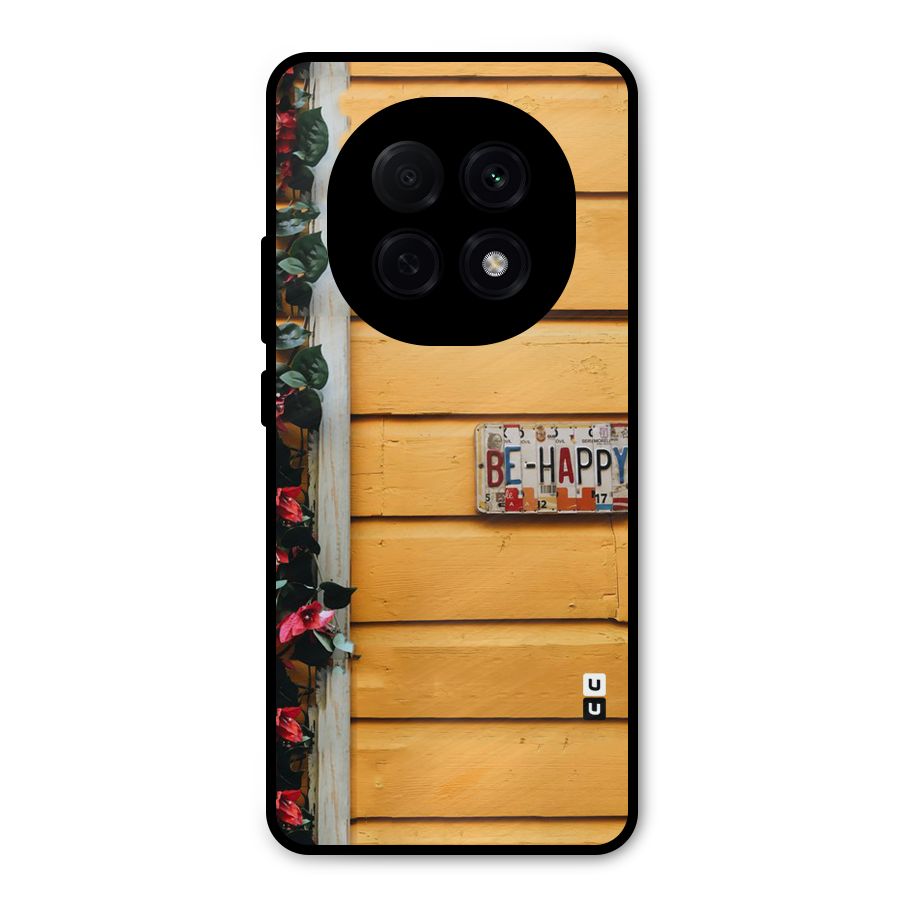 Be Happy Yellow Wall Metal Back Case for Oppo F29 Pro
