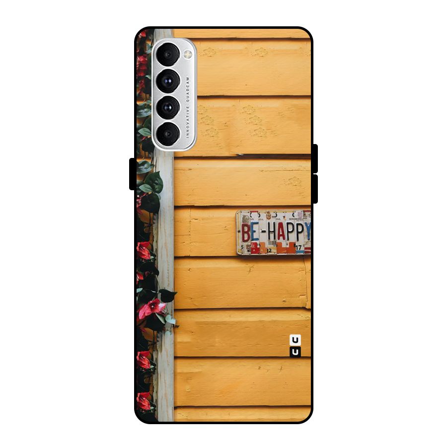 Be Happy Yellow Wall Metal Back Case for Oppo Reno4 Pro