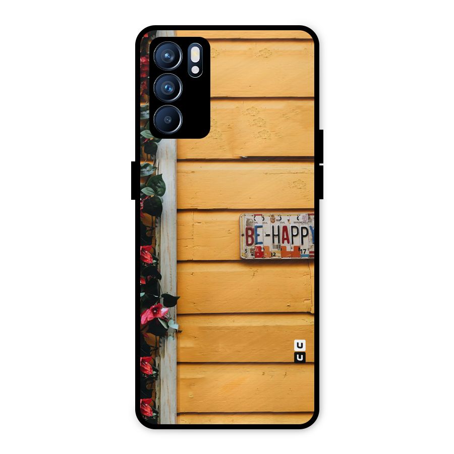 Be Happy Yellow Wall Metal Back Case for Oppo Reno6 5G