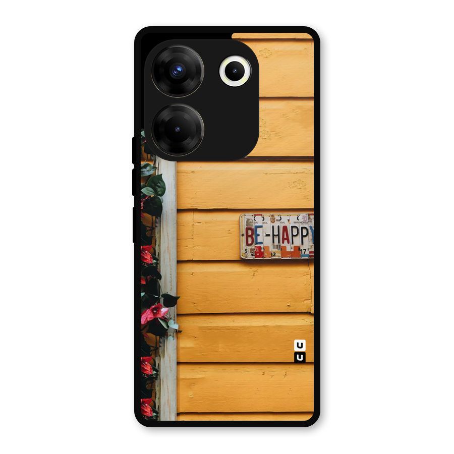 Be Happy Yellow Wall Metal Back Case for Tecno Camon 20 Pro