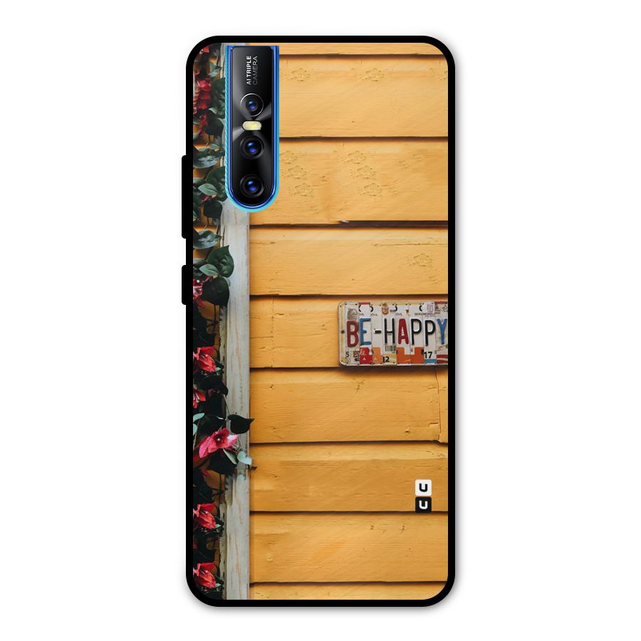 Be Happy Yellow Wall Metal Back Case for Vivo V15 Pro