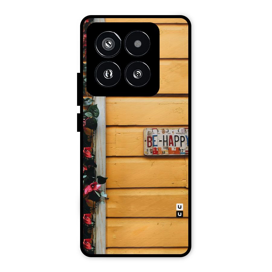Be Happy Yellow Wall Metal Back Case for Xiaomi 14 Pro