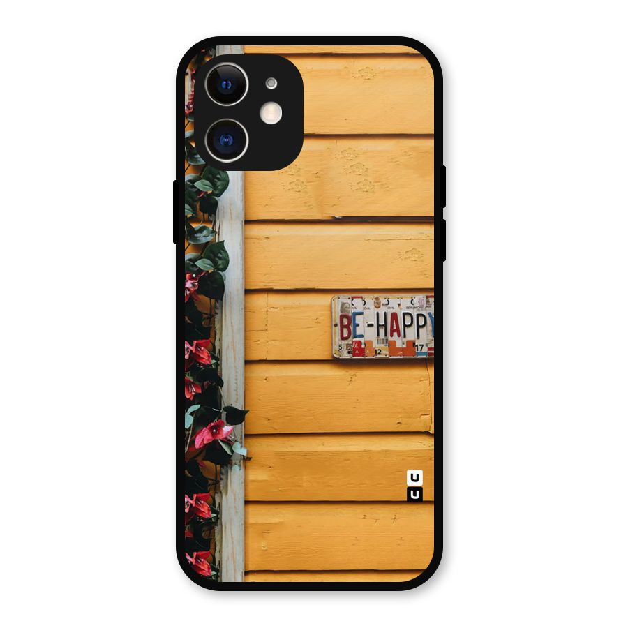 Be Happy Yellow Wall Metal Back Case for iPhone 12