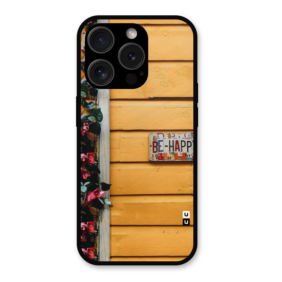 Be Happy Yellow Wall Metal Back Case for iPhone 15 Pro