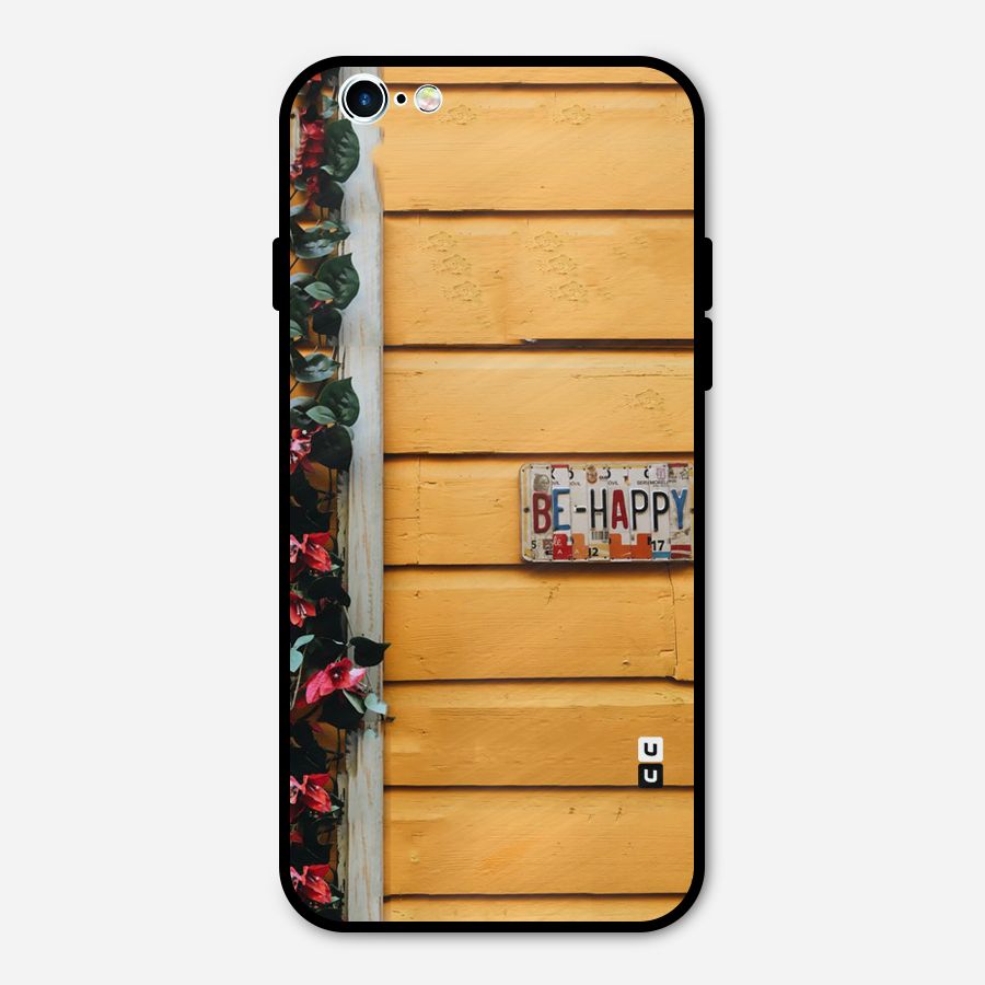 Be Happy Yellow Wall Metal Back Case for iPhone 6 6s
