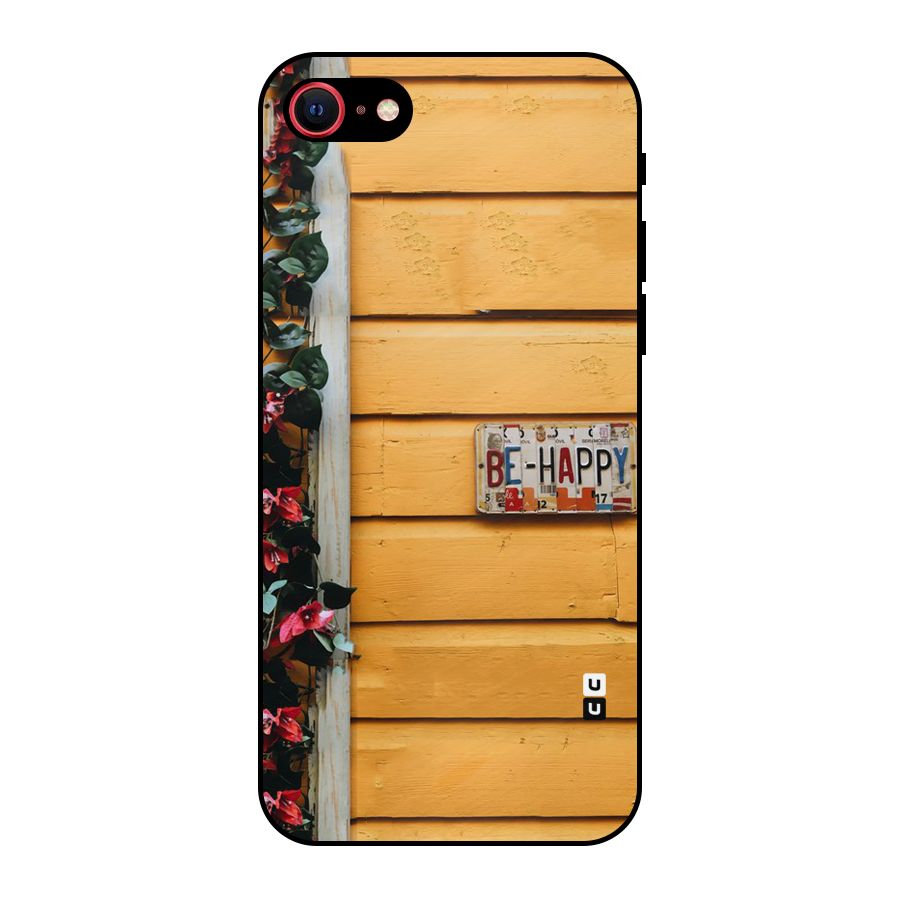Be Happy Yellow Wall Metal Back Case for iPhone SE 2020