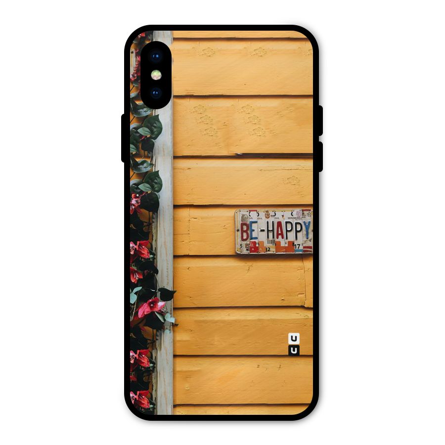 Be Happy Yellow Wall Metal Back Case for iPhone X