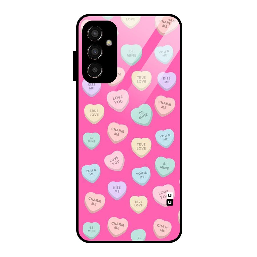 Be Mine Hearts Pattern Glass Back Case for Galaxy F13