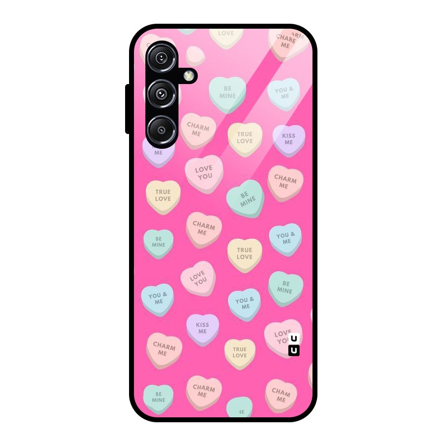 Be Mine Hearts Pattern Glass Back Case for Galaxy M34 5G