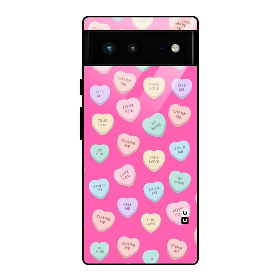 Be Mine Hearts Pattern Glass Back Case for Google Pixel 6