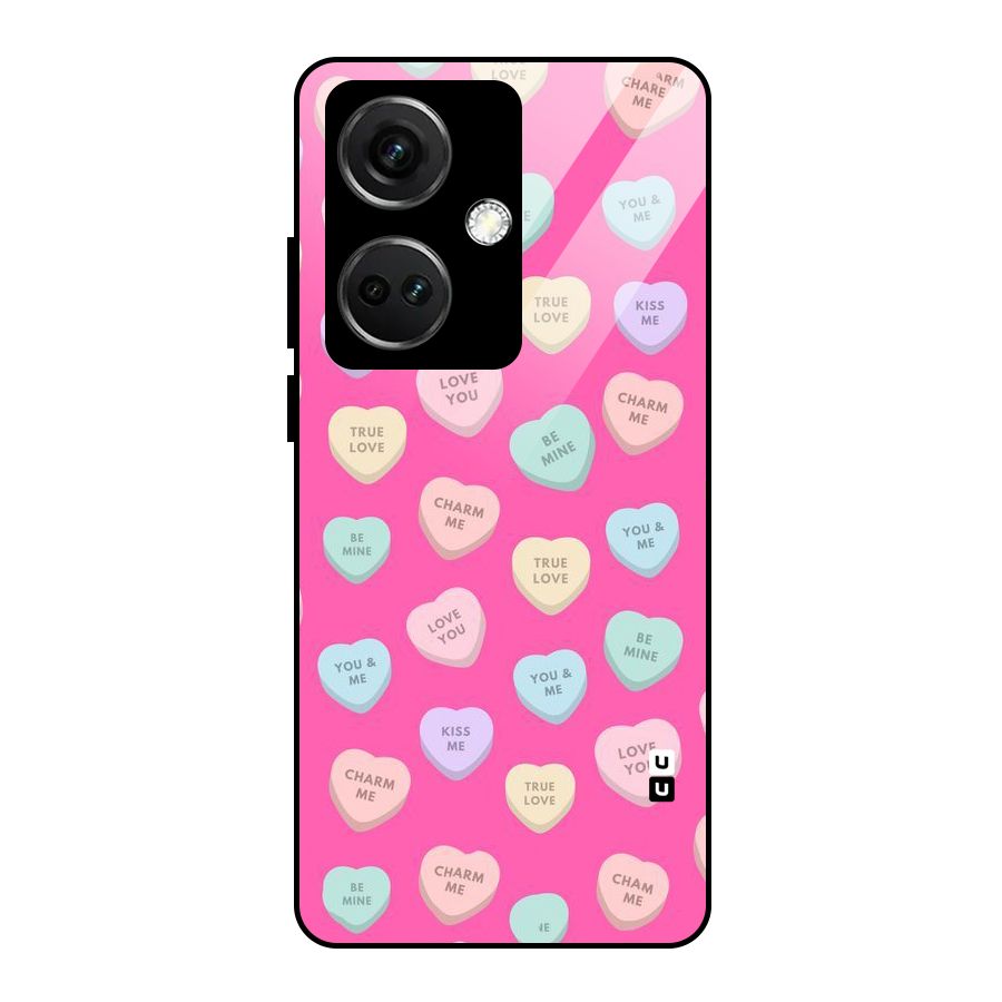Be Mine Hearts Pattern Glass Back Case for OnePlus Nord CE 3 5G