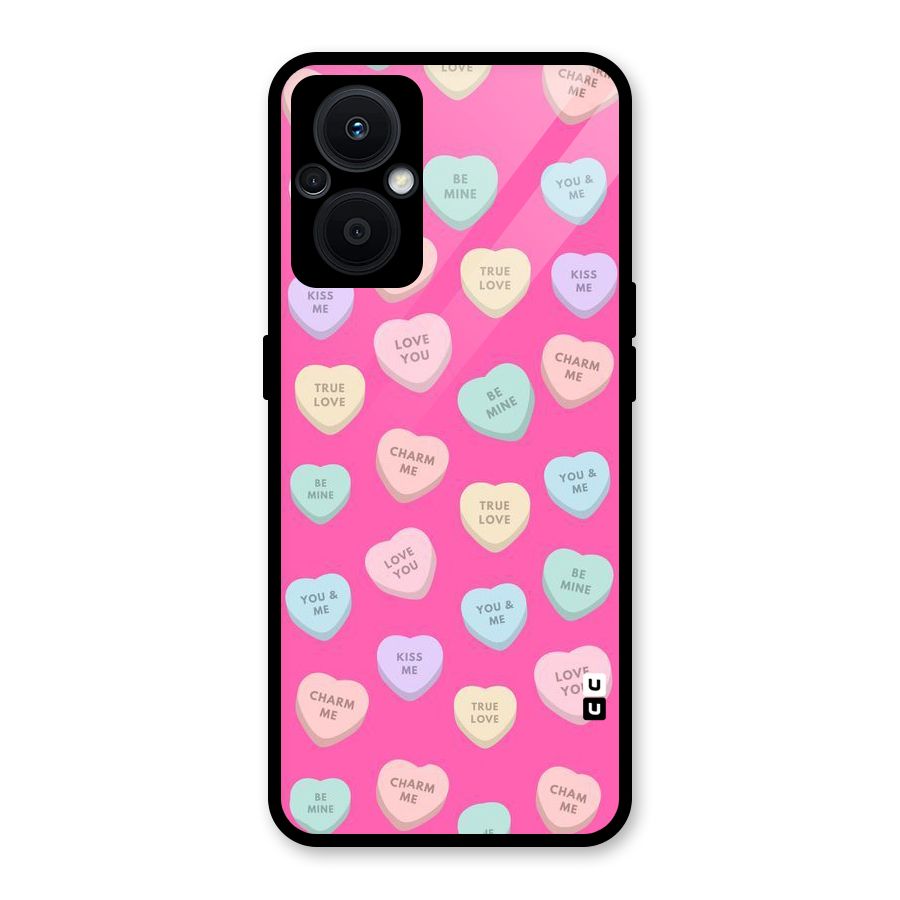 Be Mine Hearts Pattern Glass Back Case for Oppo F21s Pro 5G