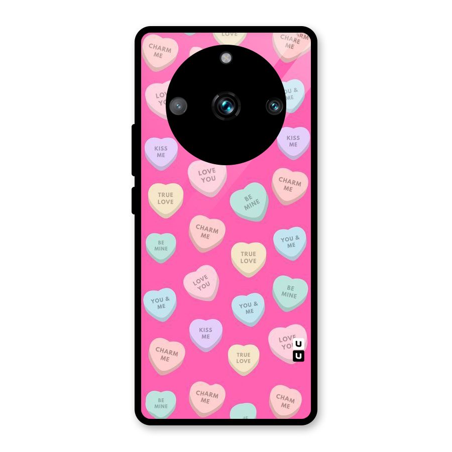 Be Mine Hearts Pattern Glass Back Case for Realme Narzo 60 Pro