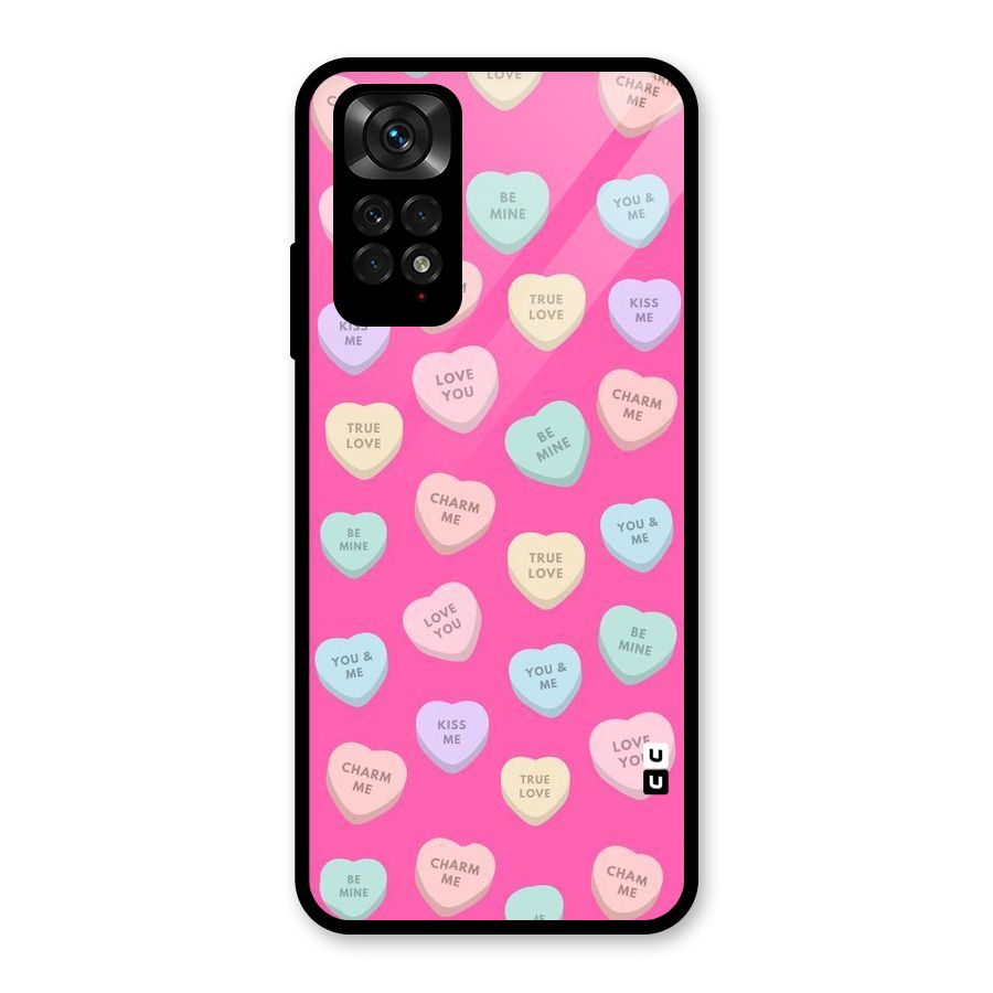 Be Mine Hearts Pattern Glass Back Case for Redmi Note 11S