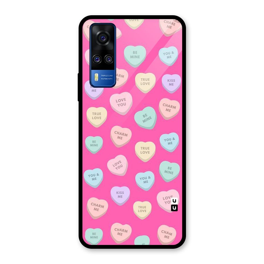 Be Mine Hearts Pattern Glass Back Case for Vivo Y31