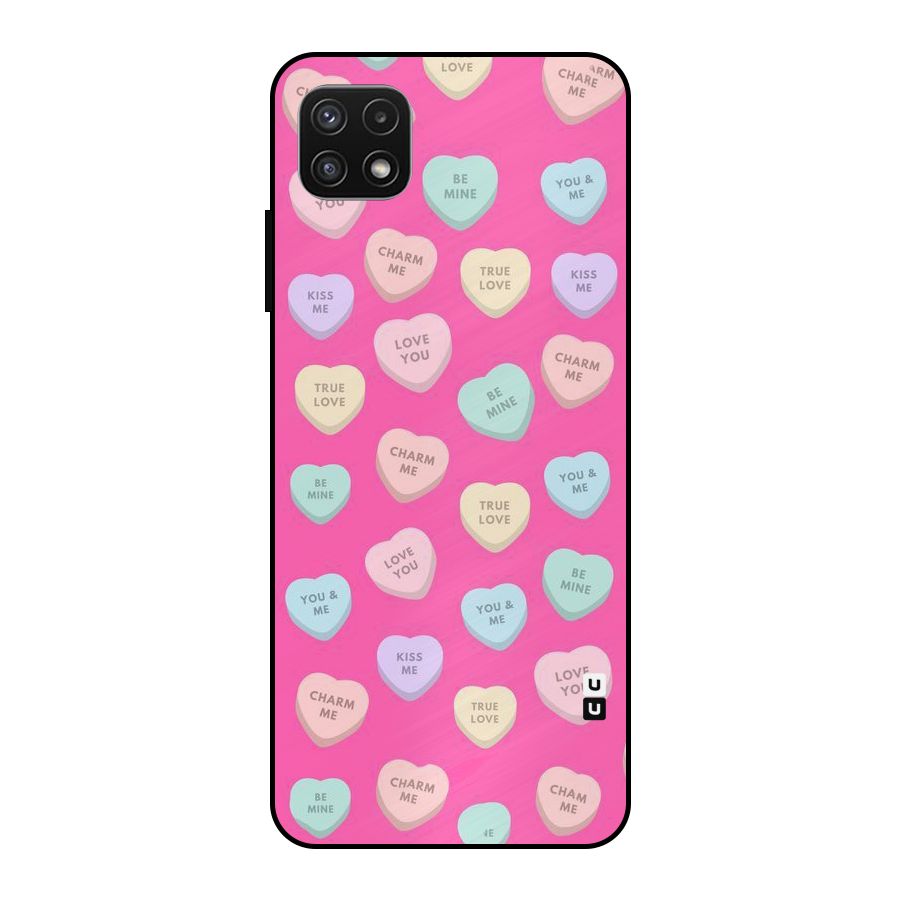 Be Mine Hearts Pattern Metal Back Case for Galaxy A22 5G