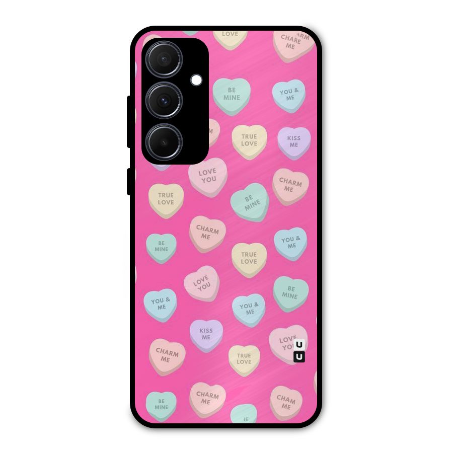 Be Mine Hearts Pattern Metal Back Case for Galaxy A35
