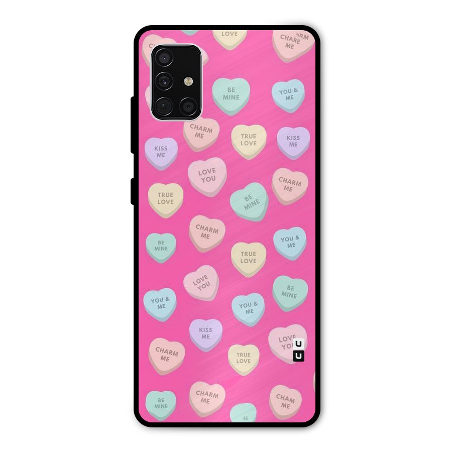 Be Mine Hearts Pattern Metal Back Case for Galaxy A51