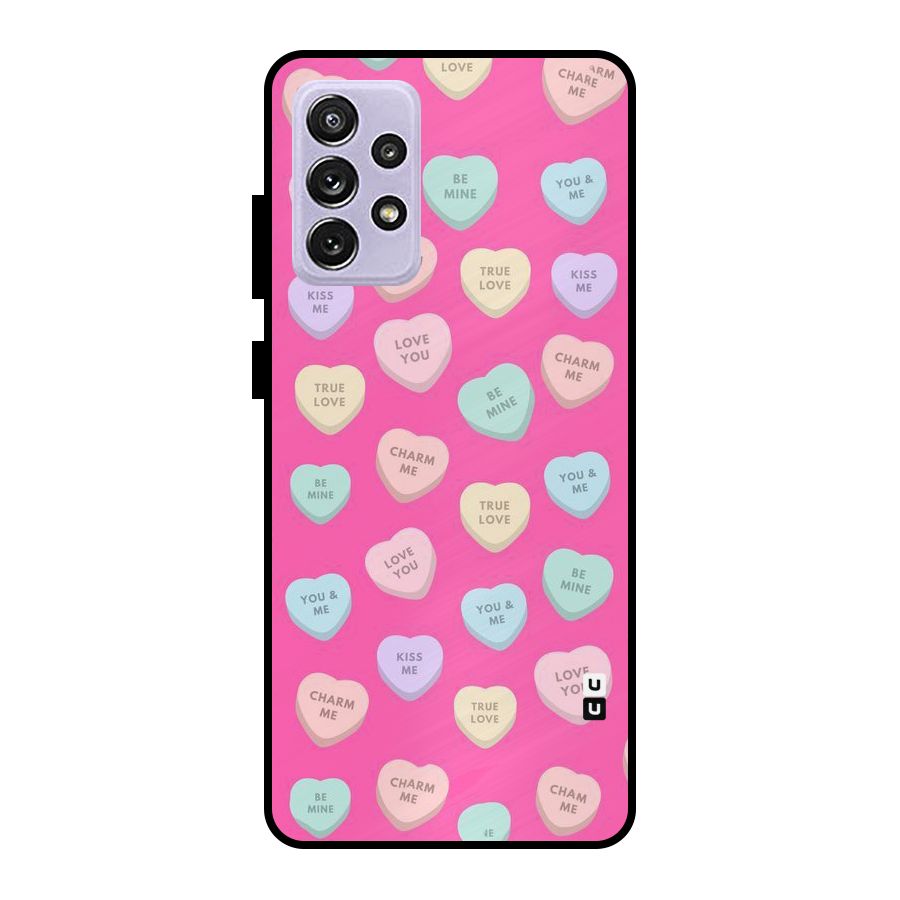Be Mine Hearts Pattern Metal Back Case for Galaxy A72