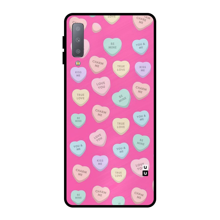 Be Mine Hearts Pattern Metal Back Case for Galaxy A7 (2018)