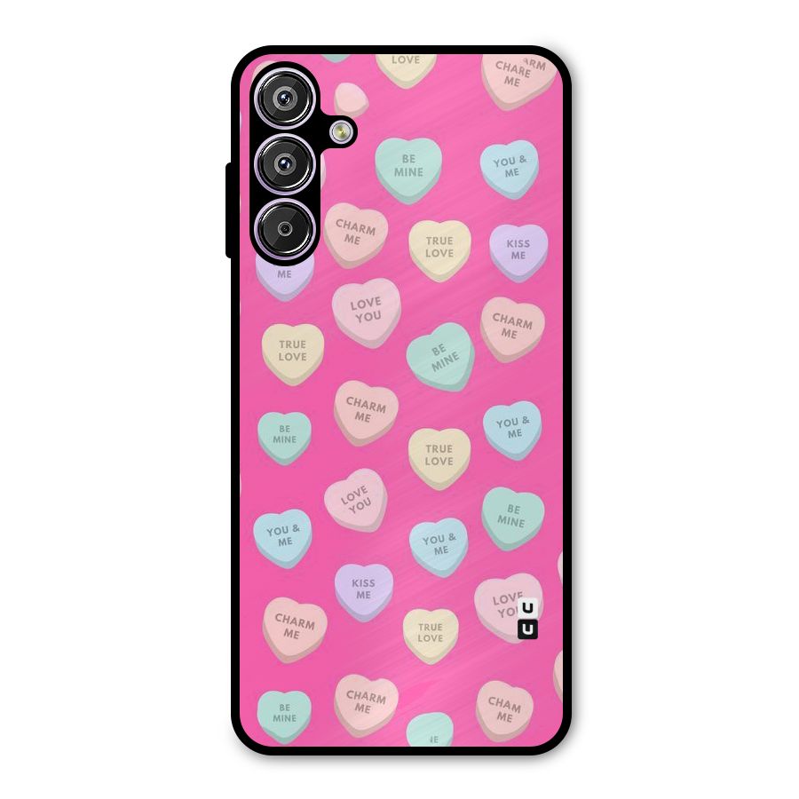 Be Mine Hearts Pattern Metal Back Case for Galaxy F15