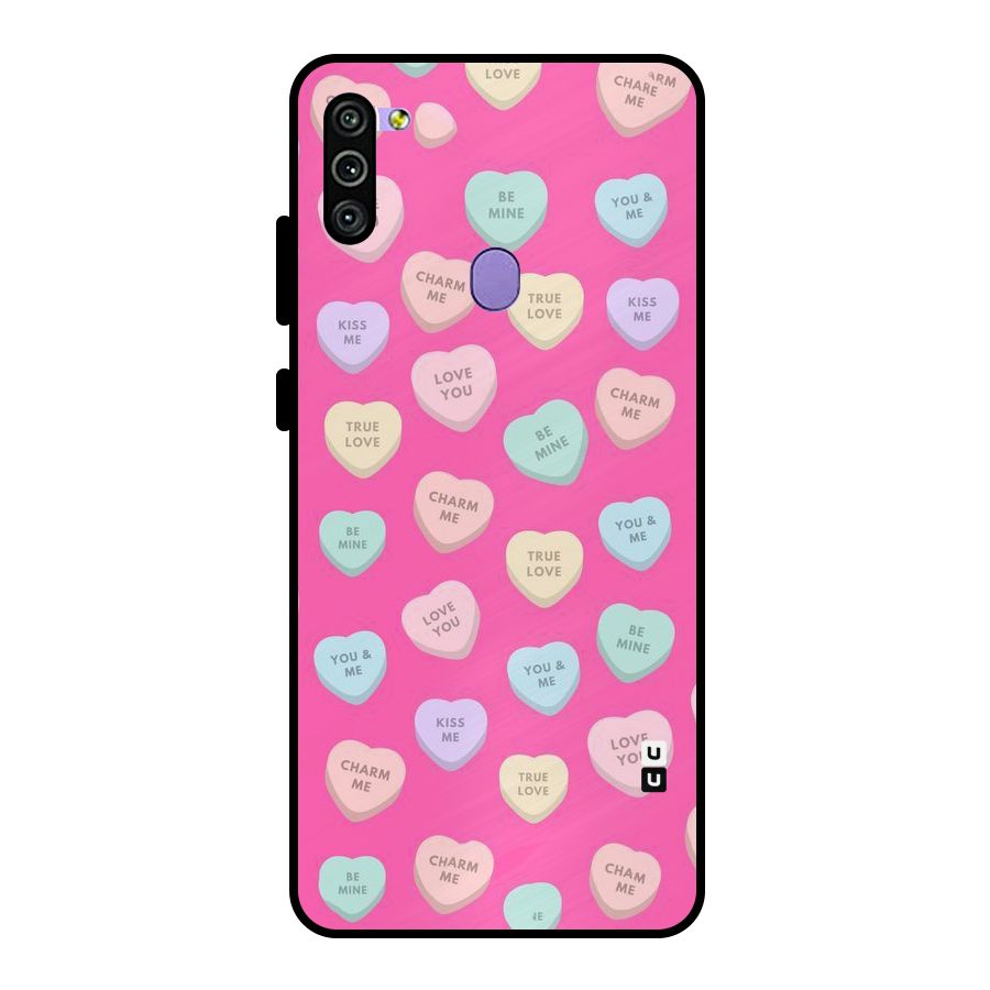 Be Mine Hearts Pattern Metal Back Case for Galaxy M11