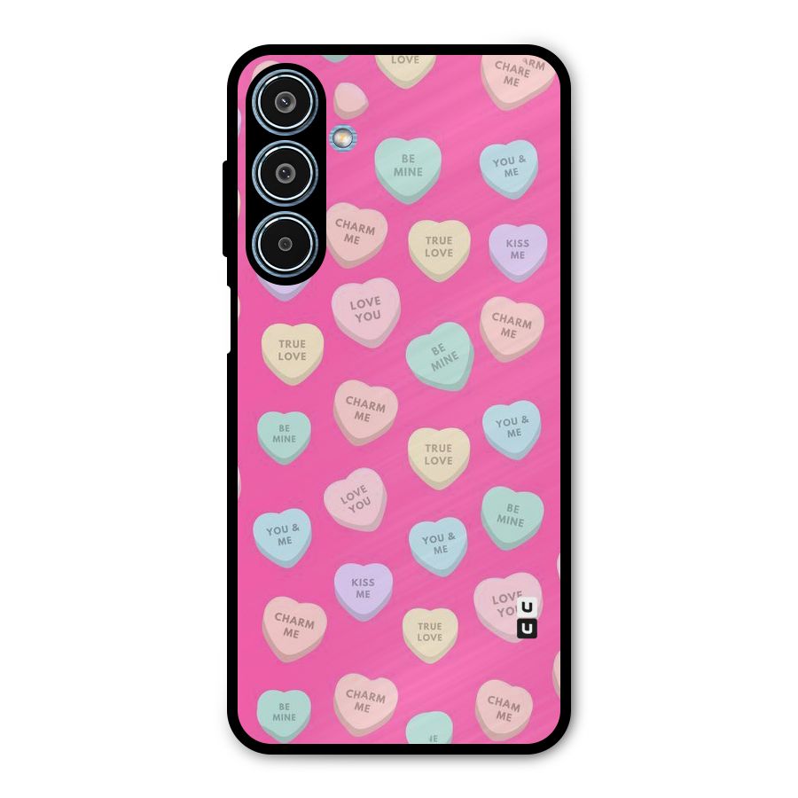 Be Mine Hearts Pattern Metal Back Case for Galaxy M35