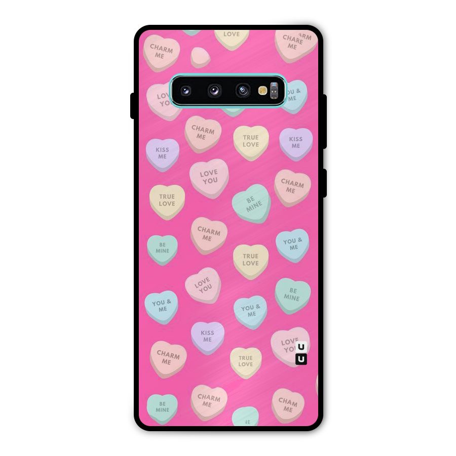 Be Mine Hearts Pattern Metal Back Case for Galaxy S10 Plus