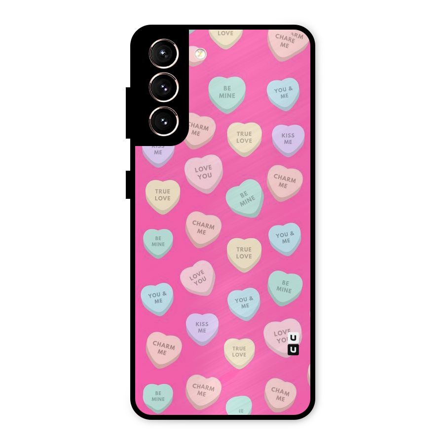 Be Mine Hearts Pattern Metal Back Case for Galaxy S21 5G