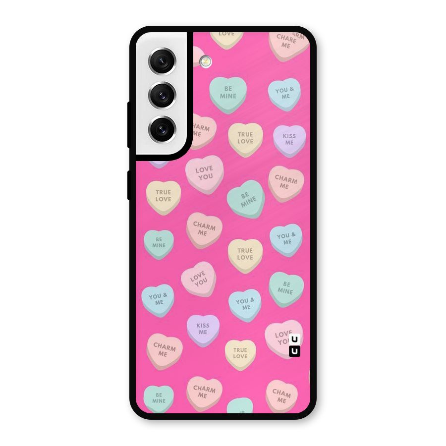 Be Mine Hearts Pattern Metal Back Case for Galaxy S21 FE 5G